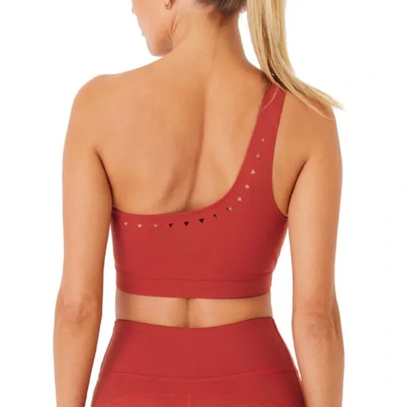 NWT GIGI C JACQUI SPORTS BRA TERRACOTTA ONE SHOULDER athletic gym yoga lifting S
